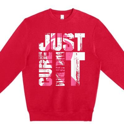 Just Cure It Breast Cancer Awareness White Shirt Premium Crewneck Sweatshirt