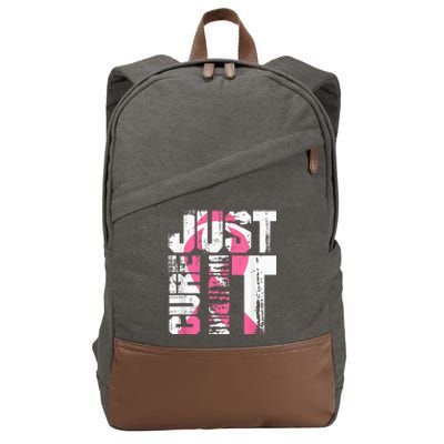 Just Cure It Breast Cancer Awareness White Shirt Cotton Canvas Backpack