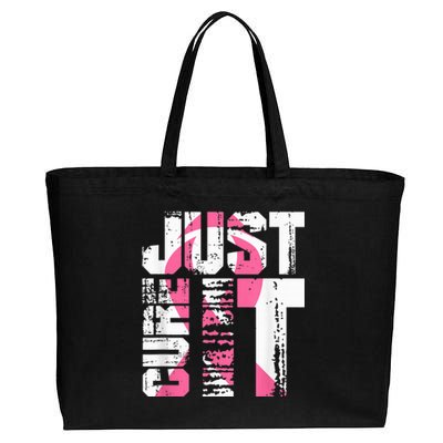 Just Cure It Breast Cancer Awareness White Shirt Cotton Canvas Jumbo Tote