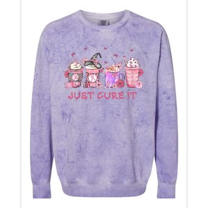 Just Cure It Breast Cancer Awareness Colorblast Crewneck Sweatshirt