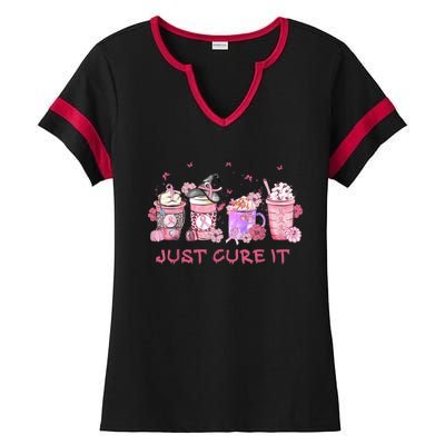 Just Cure It Breast Cancer Awareness Ladies Halftime Notch Neck Tee