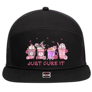 Just Cure It Breast Cancer Awareness 7 Panel Mesh Trucker Snapback Hat