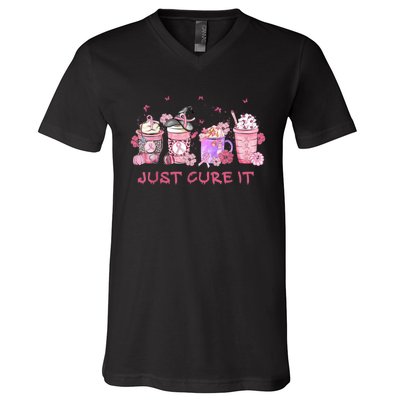 Just Cure It Breast Cancer Awareness V-Neck T-Shirt