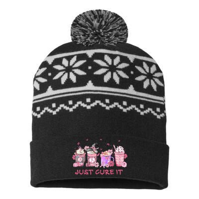 Just Cure It Breast Cancer Awareness USA-Made Snowflake Beanie