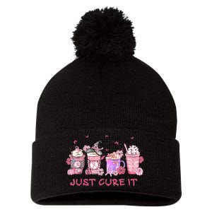 Just Cure It Breast Cancer Awareness Pom Pom 12in Knit Beanie