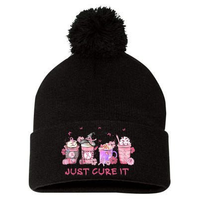 Just Cure It Breast Cancer Awareness Pom Pom 12in Knit Beanie