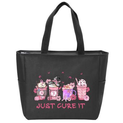 Just Cure It Breast Cancer Awareness Zip Tote Bag