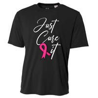 Just Cure It. Pink Ribbon Breast Cancer Awareness Cooling Performance Crew T-Shirt