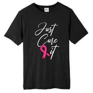 Just Cure It. Pink Ribbon Breast Cancer Awareness Tall Fusion ChromaSoft Performance T-Shirt