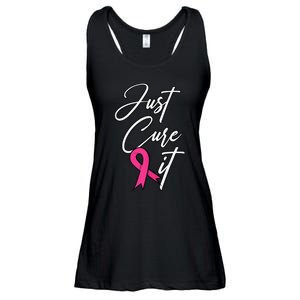 Just Cure It. Pink Ribbon Breast Cancer Awareness Ladies Essential Flowy Tank