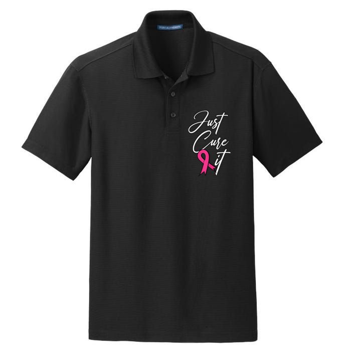 Just Cure It. Pink Ribbon Breast Cancer Awareness Dry Zone Grid Polo