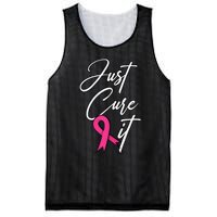 Just Cure It. Pink Ribbon Breast Cancer Awareness Mesh Reversible Basketball Jersey Tank