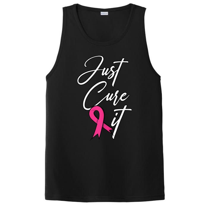 Just Cure It. Pink Ribbon Breast Cancer Awareness PosiCharge Competitor Tank