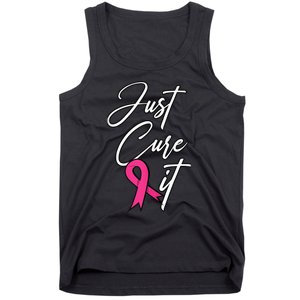 Just Cure It. Pink Ribbon Breast Cancer Awareness Tank Top