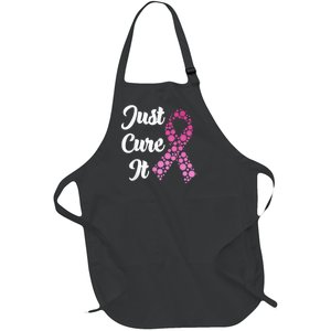 Just Cure It Breast Cancer Awareness Pink Ribbon Full-Length Apron With Pockets