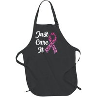 Just Cure It Breast Cancer Awareness Pink Ribbon Full-Length Apron With Pockets