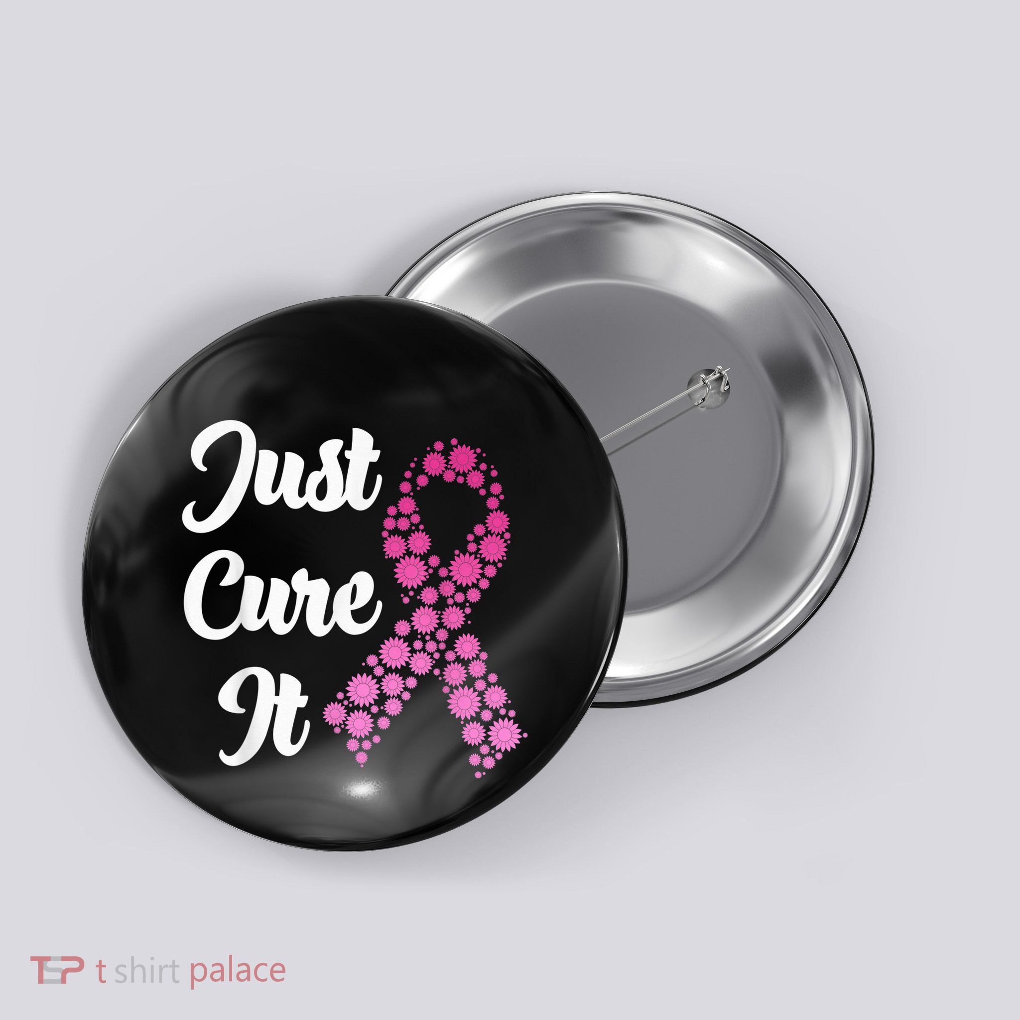 Just Cure It Breast Cancer Awareness Pink Ribbon Button