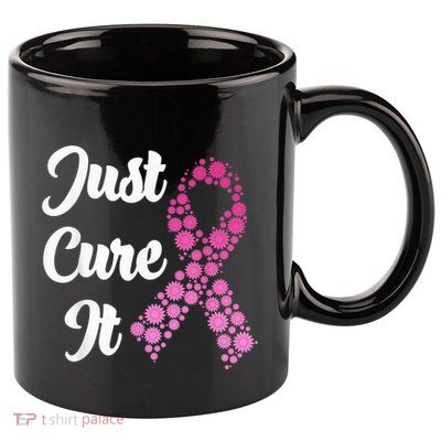 Just Cure It Breast Cancer Awareness Pink Ribbon 11oz C Handle Ceramic Mug