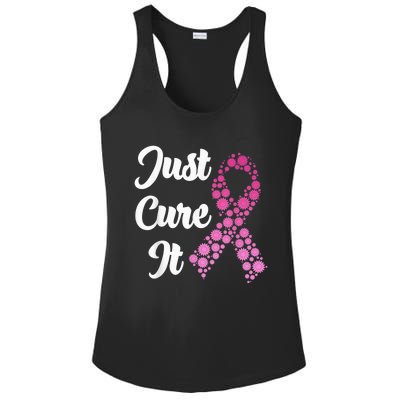 Just Cure It Breast Cancer Awareness Pink Ribbon Ladies PosiCharge Competitor Racerback Tank