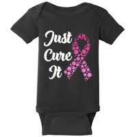 Just Cure It Breast Cancer Awareness Pink Ribbon Baby Bodysuit