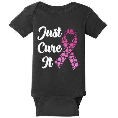 Just Cure It Breast Cancer Awareness Pink Ribbon Baby Bodysuit