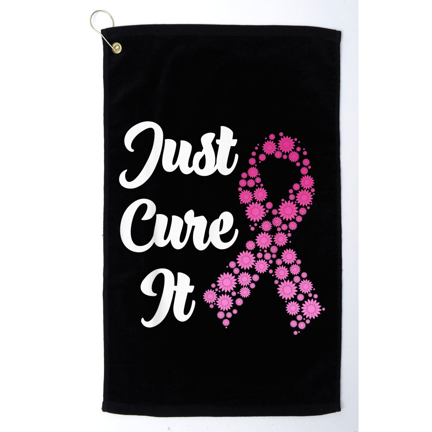 Just Cure It Breast Cancer Awareness Pink Ribbon Golf Towel