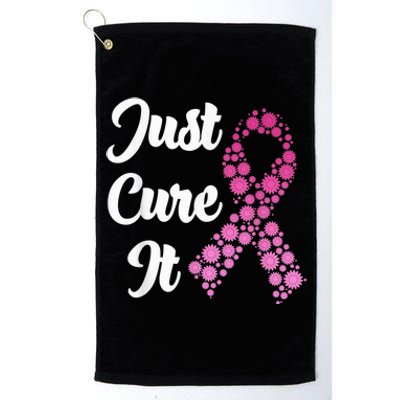 Just Cure It Breast Cancer Awareness Pink Ribbon Platinum Collection Golf Towel