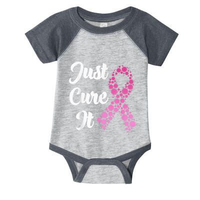 Just Cure It Breast Cancer Awareness Pink Ribbon Infant Baby Jersey Bodysuit