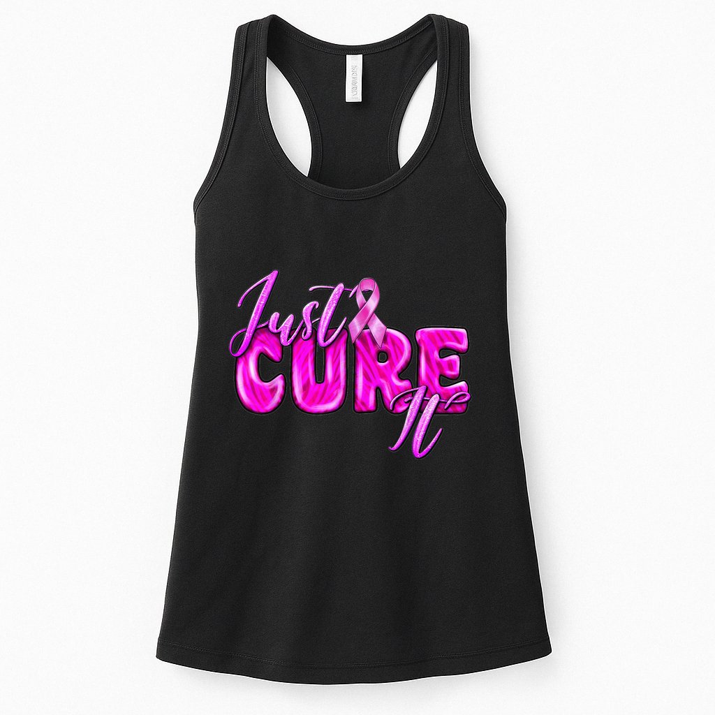 Just Cure It Pink Ribbon Breast Cancer Awareness Warrior Womens Tank Top