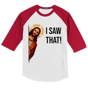 Jesus Christ I Saw That Meme Religious Cool God Kids Colorblock Raglan Jersey