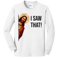 Jesus Christ I Saw That Meme Religious Cool God Kids Long Sleeve Shirt