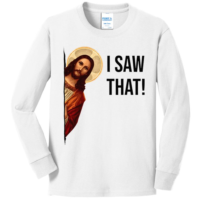 Jesus Christ I Saw That Meme Religious Cool God Kids Long Sleeve Shirt