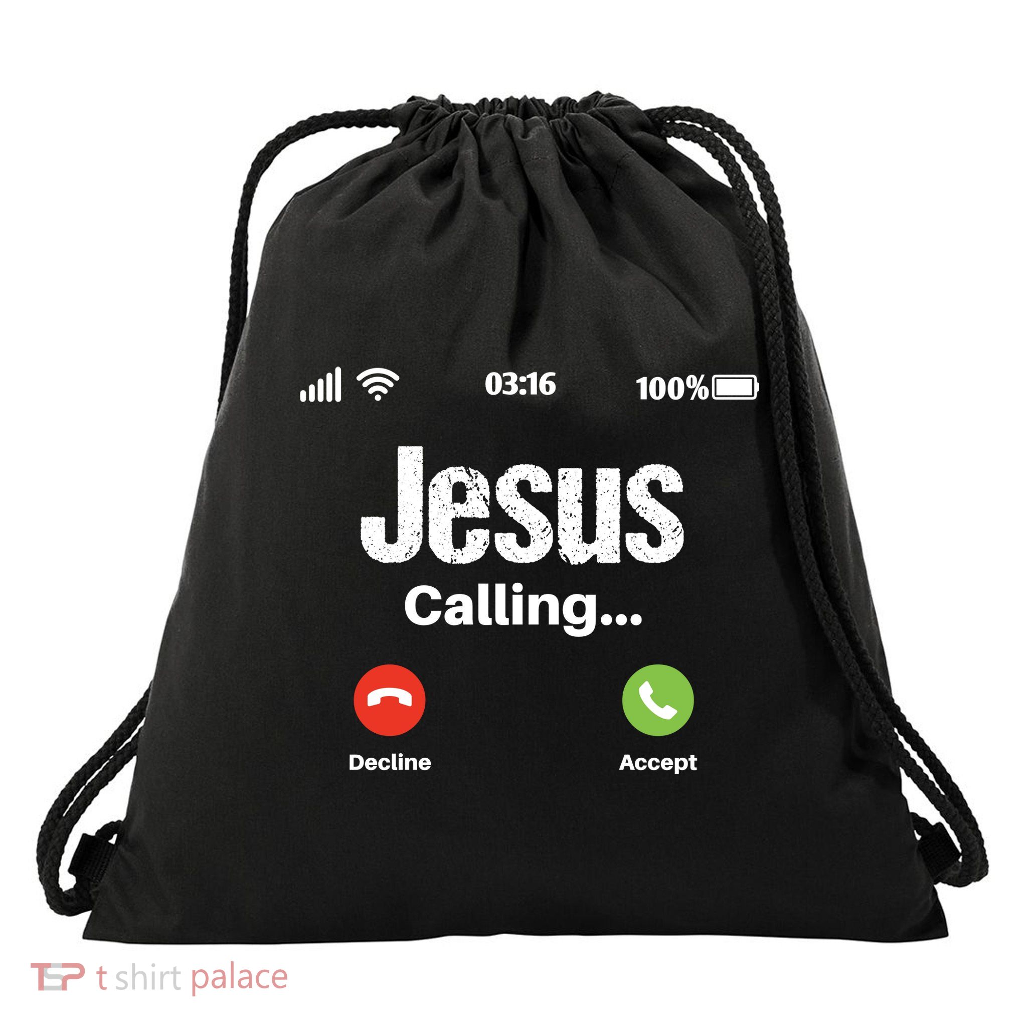 Jesus Calling John 3:16 Christian Accept Christ Drawstring Bag