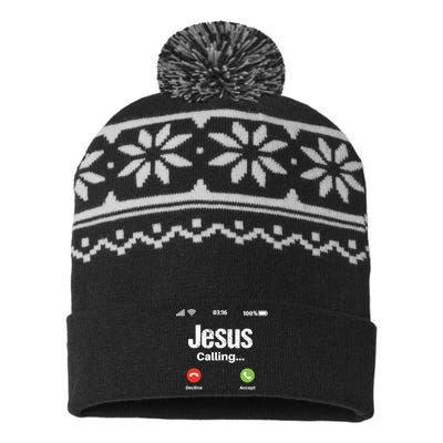 Jesus Calling John 3:16 Christian Accept Christ USA-Made Snowflake Beanie