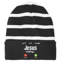 Jesus Calling John 3:16 Christian Accept Christ Striped Beanie with Solid Band