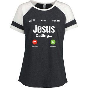 Jesus Calling John 3:16 Christian Accept Christ Enza Ladies Jersey Colorblock Tee