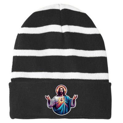 Jesus Christ Striped Beanie with Solid Band