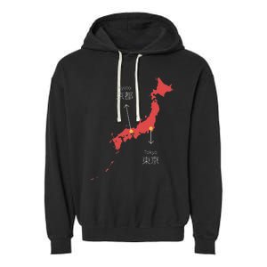 Japan Country Japanese Art Map Island Asia Kyoto Tokyo Gift Garment-Dyed Fleece Hoodie