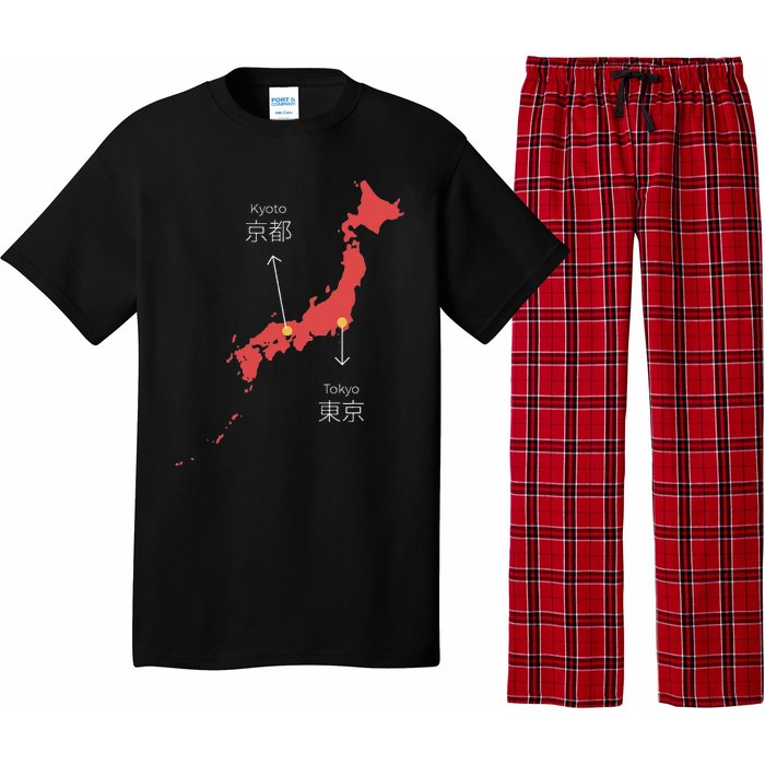 Japan Country Japanese Art Map Island Asia Kyoto Tokyo Gift Pajama Set