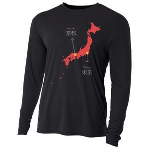 Japan Country Japanese Art Map Island Asia Kyoto Tokyo Gift Cooling Performance Long Sleeve Crew