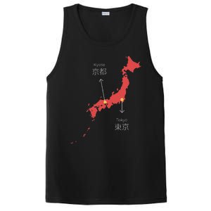 Japan Country Japanese Art Map Island Asia Kyoto Tokyo Gift PosiCharge Competitor Tank