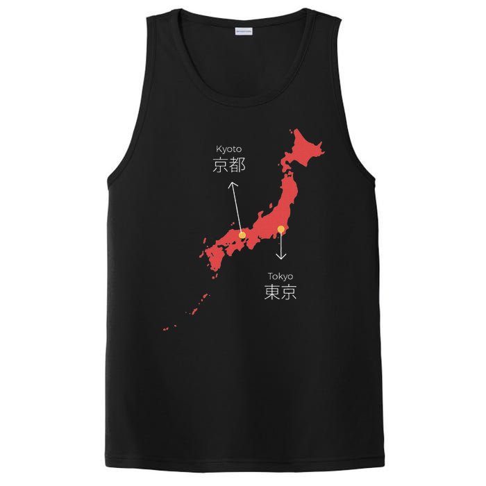 Japan Country Japanese Art Map Island Asia Kyoto Tokyo Gift PosiCharge Competitor Tank