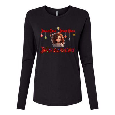 Jingle Curls Jingle Curls Jingle All The Way Funny Christmas Gift Womens Cotton Relaxed Long Sleeve T-Shirt