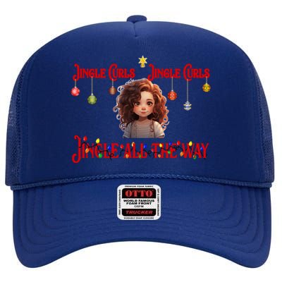 Jingle Curls Jingle Curls Jingle All The Way Funny Christmas Gift High Crown Mesh Back Trucker Hat