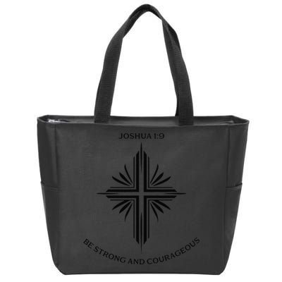 Jesus Cross Joshua 19 Inspirational Design Zip Tote Bag