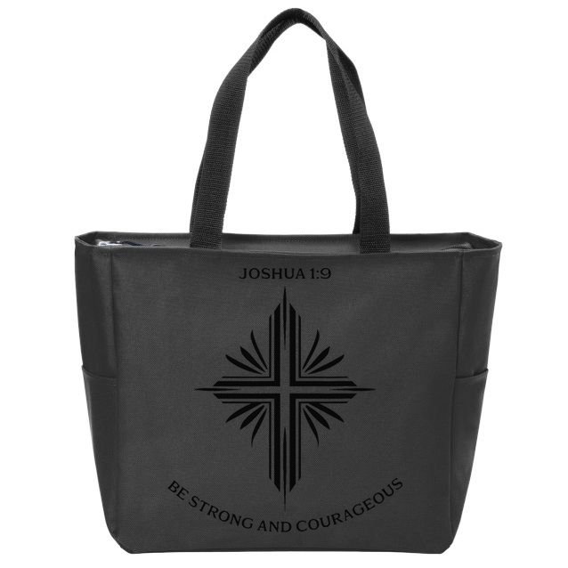 Jesus Cross Joshua 19 Inspirational Design Zip Tote Bag