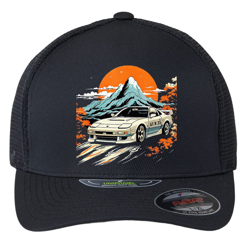Jdm Car Japanese Retro Car Racing Drifting Legends Tuning Flexfit Unipanel Trucker Cap