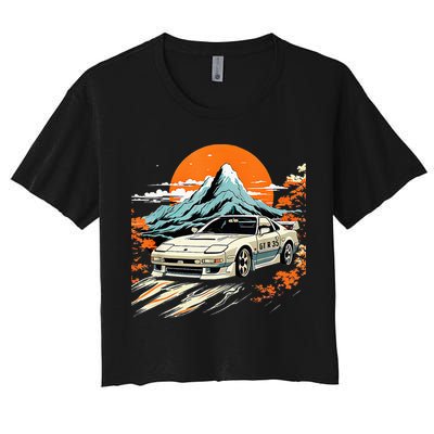 Jdm Car Japanese Retro Car Racing Drifting Legends Tuning Women's Crop Top Tee