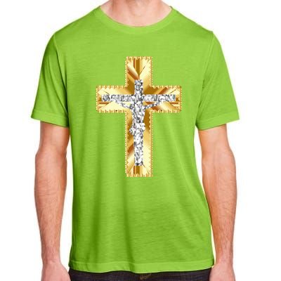 Jesus Christ Jesus Diamond Gold Cross Jesus Adult ChromaSoft Performance T-Shirt