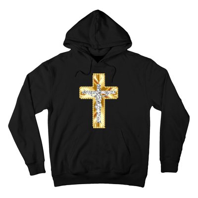 Jesus Christ Jesus Diamond Gold Cross Jesus Hoodie